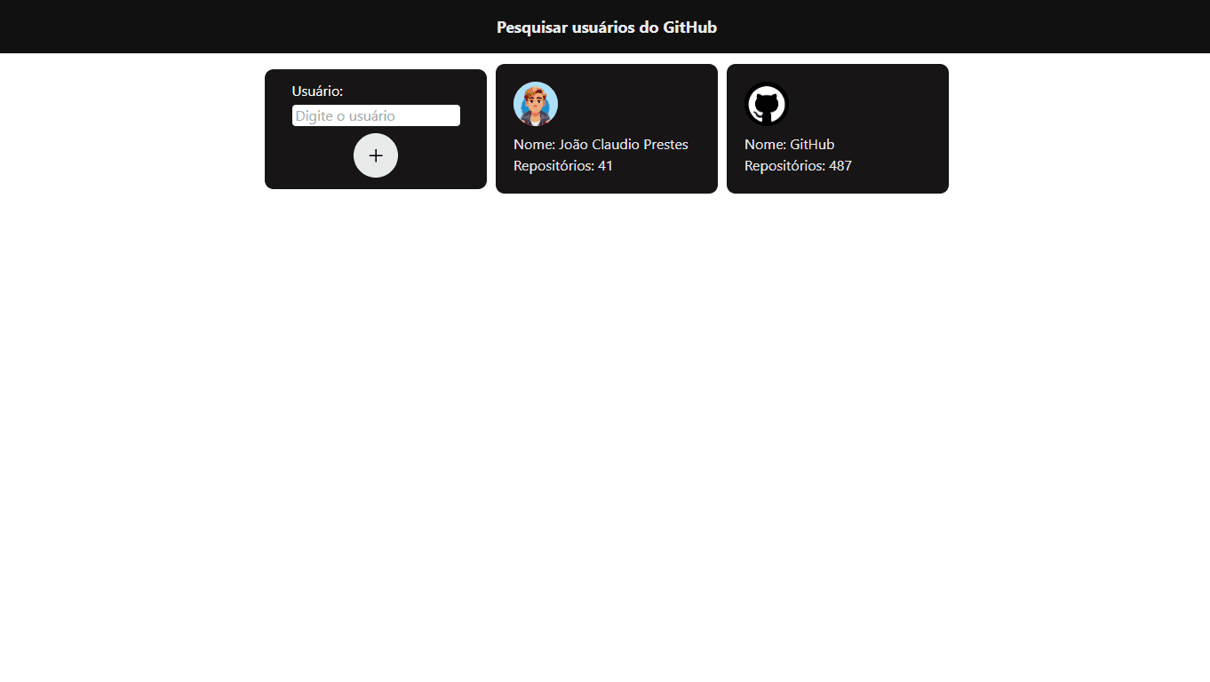 Imagem do projeto - Buscar usuário GitHub - React